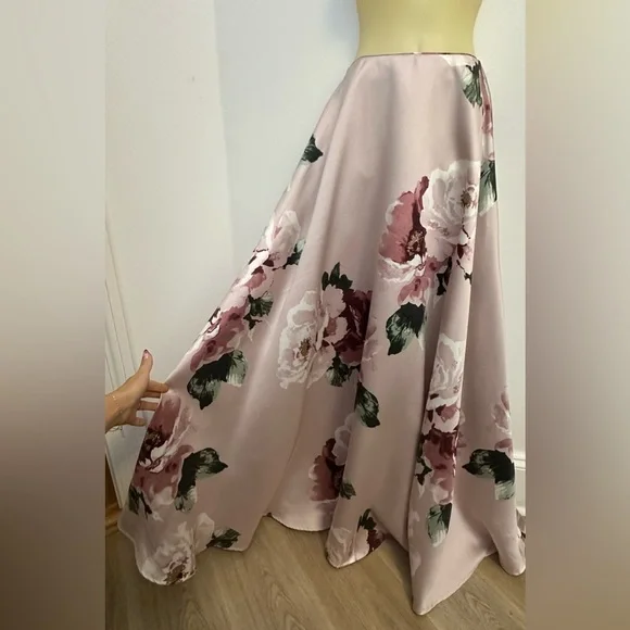 Jodi Kristopher Pink and Cream Floral Maxi Skirt - Picture 4 of 9